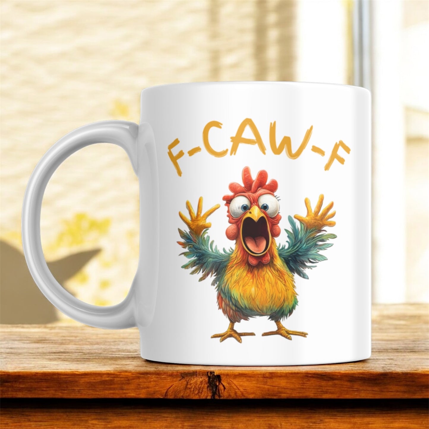 F-Caw-F Funny Chicken Mug | Sarcastic Chicken Coffee Cup | 11oz & 15oz Ceramic Mug